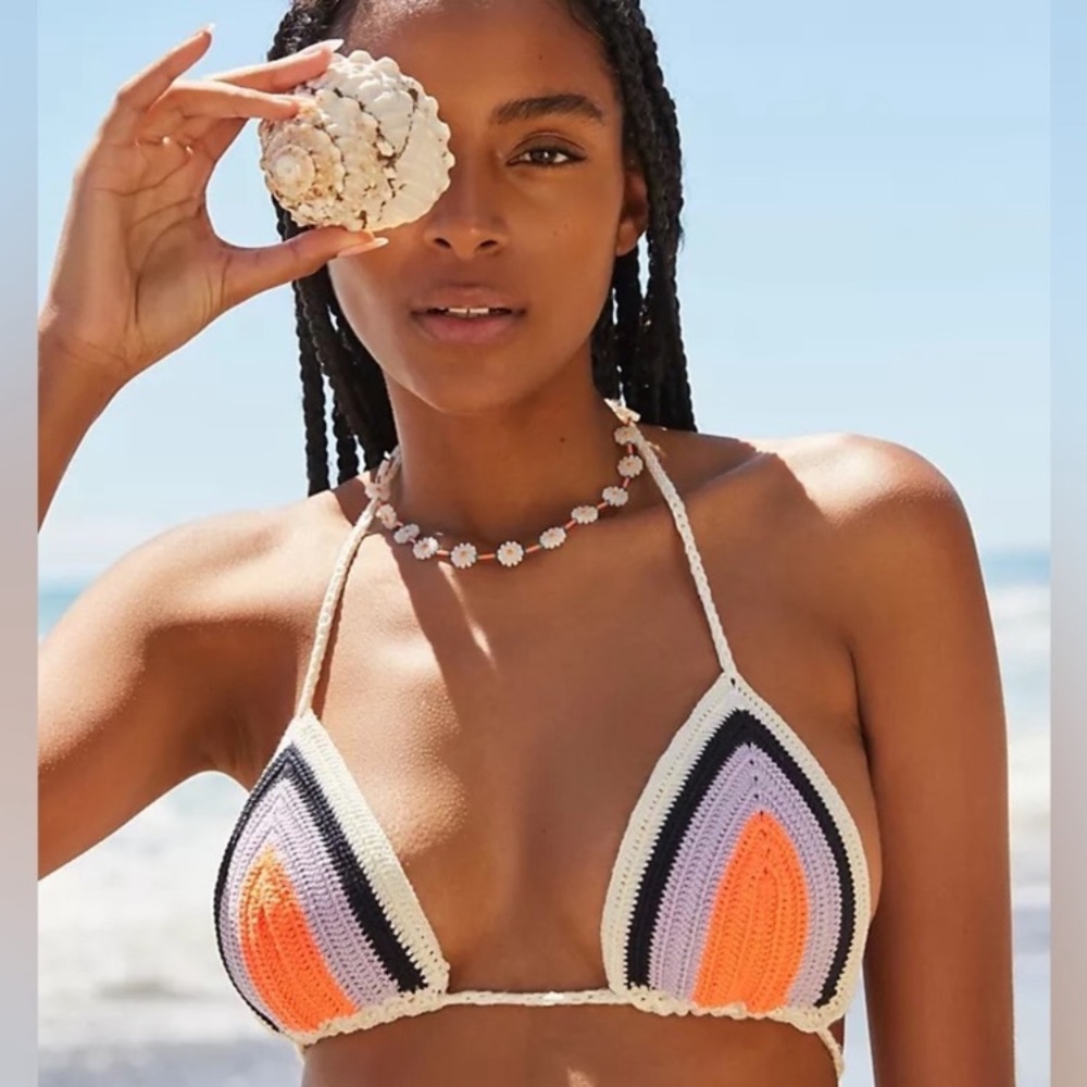 MAAJI Crochet Top - Boho Balty Neon Triangle Bikini Top - M